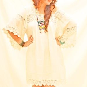 Crochet Mexican dress handmade vintage lace
